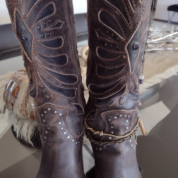 Liberty black butterfly inlay cowboy boots size 8 - Picture 8 of 13